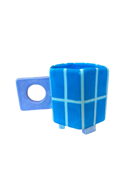 Blue Squares Pocillo Mug - Artificio