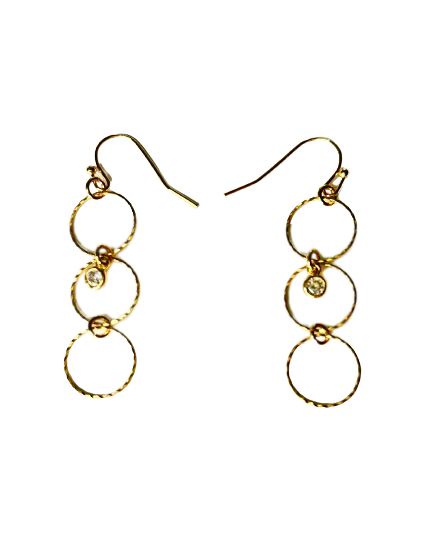Diamond Three Circle Earrings