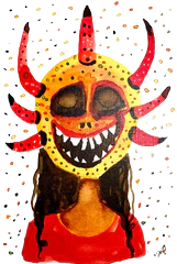 Mujer con Máscara de Vejigante Postcard 4 x6